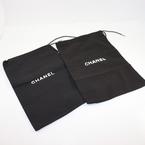 Chanel Black Dust Bag Set 13x7.5 Logo Drawstring Pouches for Shoes - Picture 1 of 2